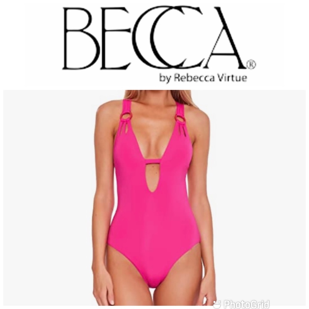 NEW BECCA Color Code Skylar Plunge One Piece Swimsuit